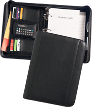 black topgrain leather 3 ring organizer cover